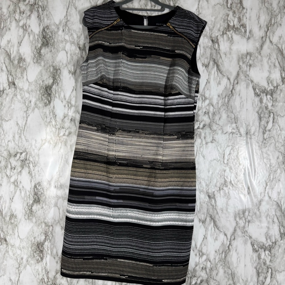 Madison Leigh Gold and Black Sheath Mini Dress
